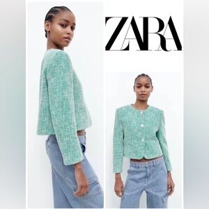 New ZARA Textured Crop Blazer.